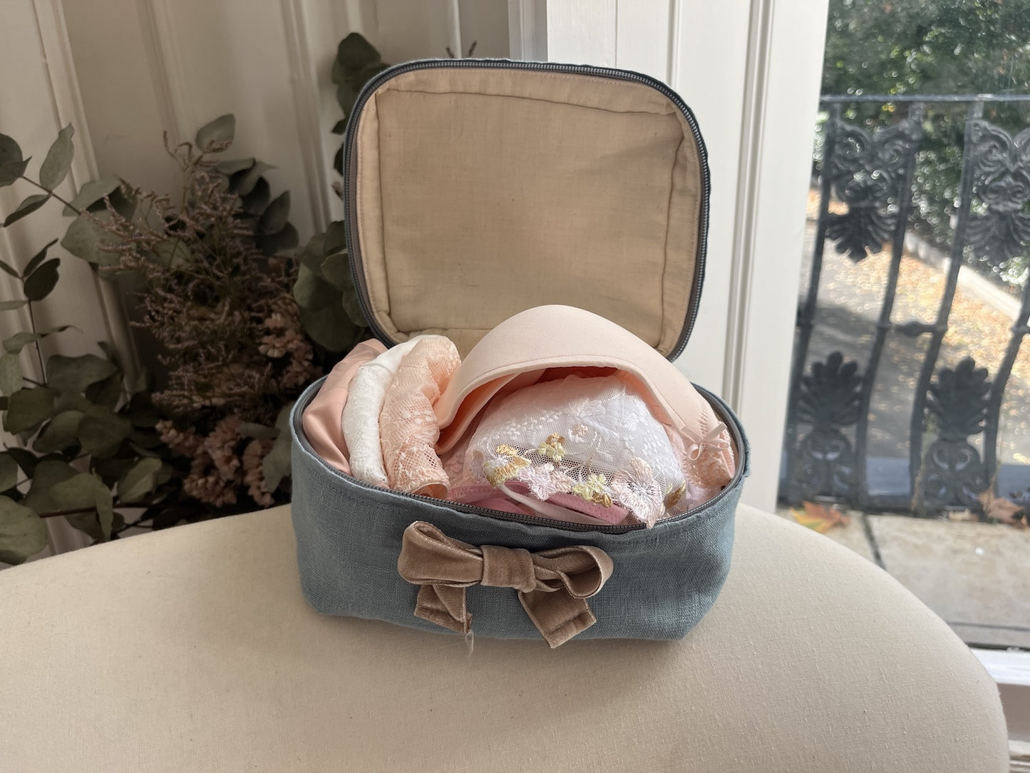 Aberystwyth Blue Luxury Linen Packing Cube – Made in Britain - Small