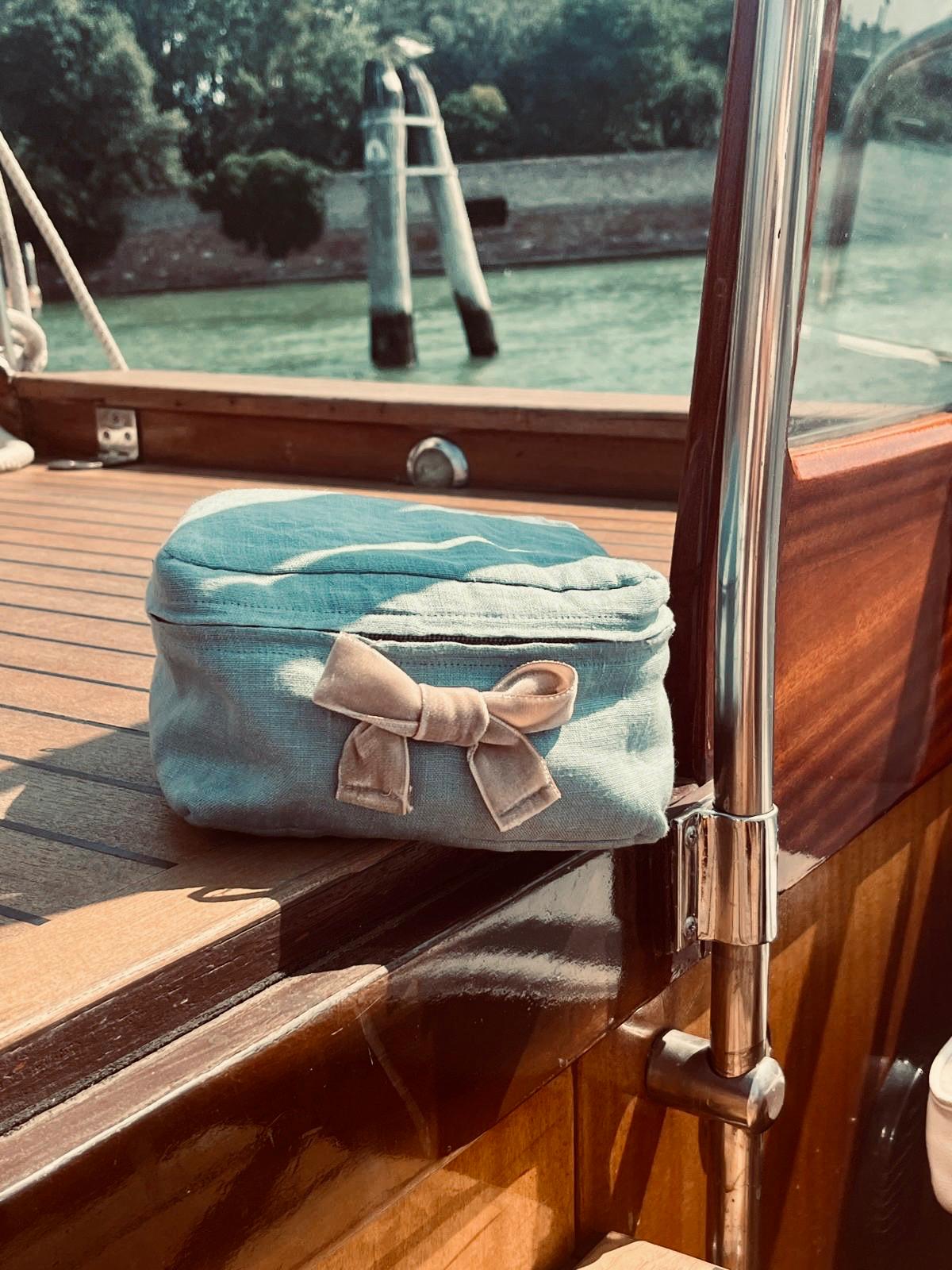 Aberystwyth Blue Luxury Linen Packing Cube – Made in Britain - Small