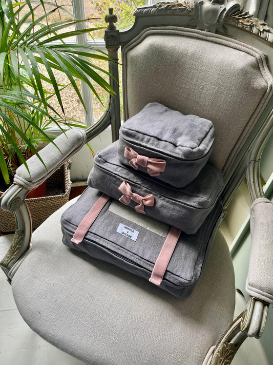 Gozo Grey Luxury Linen Packing Cube – Made in Britain - Large