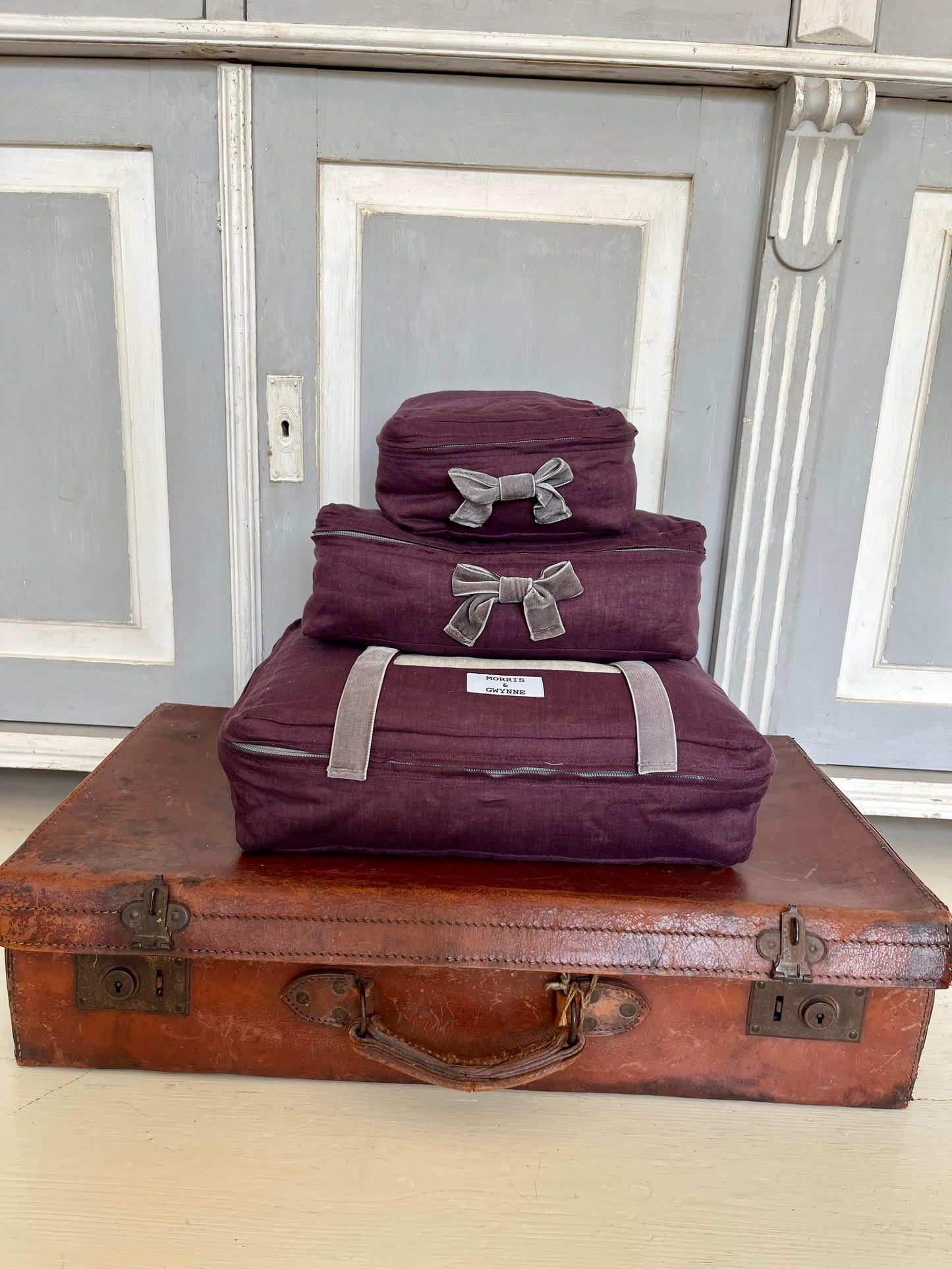 Aunty Marie Mauve Luxury Linen Packing Cubes – Made in Britain - Set of 3
