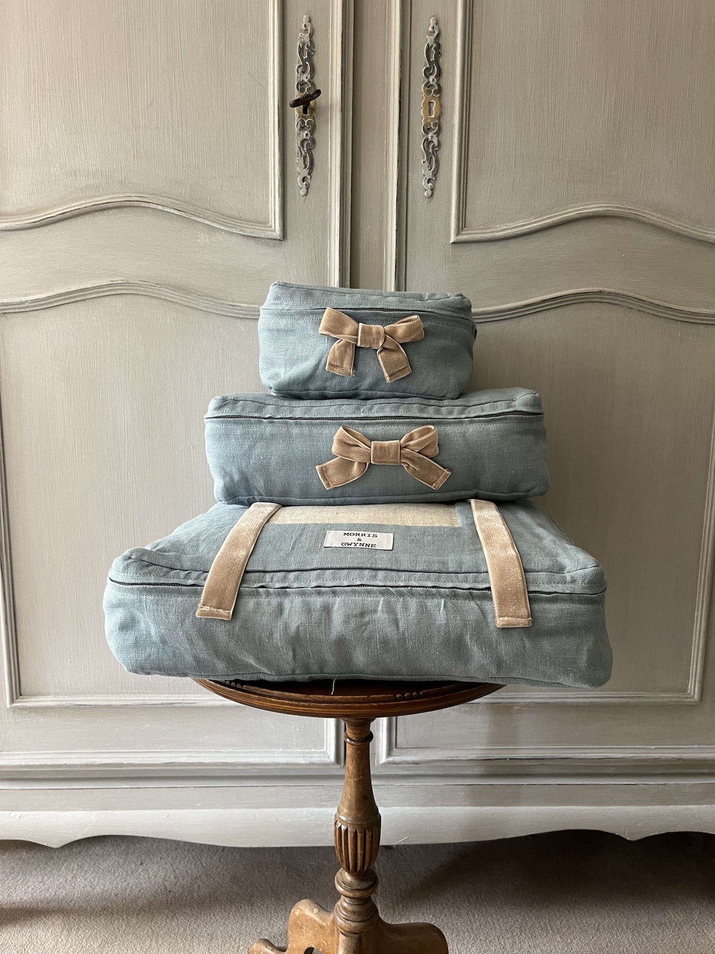 Aberystwyth Blue Luxury Linen Packing Cubes – Made in Britain - Set of 3