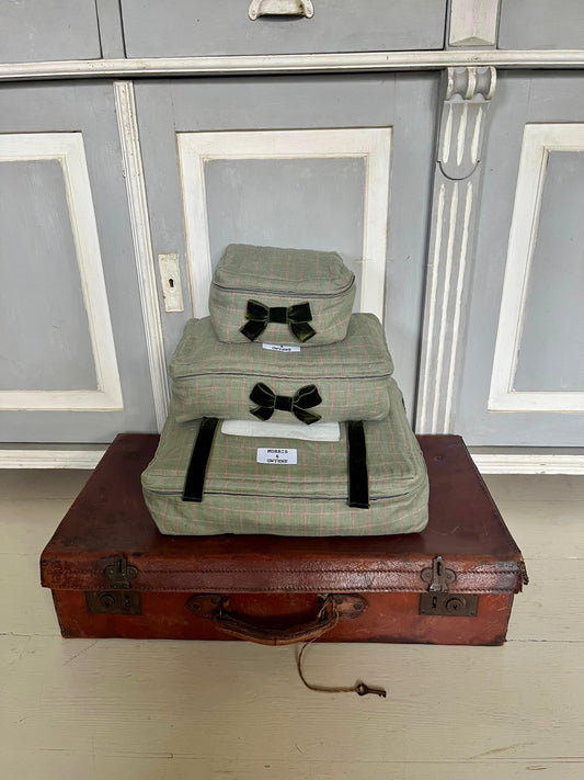 Dora Check Luxury Linen Packing Cubes – Made in Britain - Set of 3