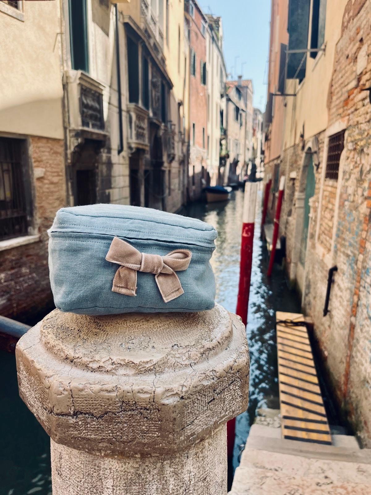 Aberystwyth Blue Luxury Linen Packing Cube – Made in Britain - Small