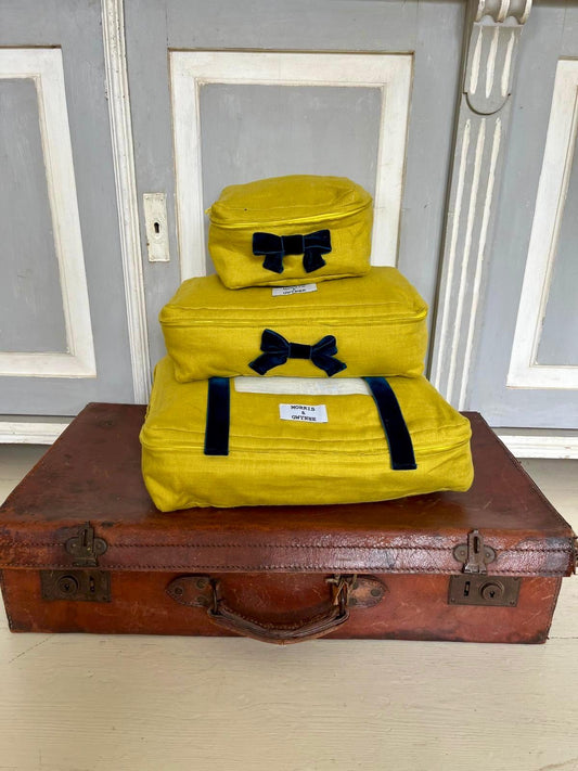 Salcombe Blonde Luxury Linen Packing Cubes – Made in Britain - Set of 3